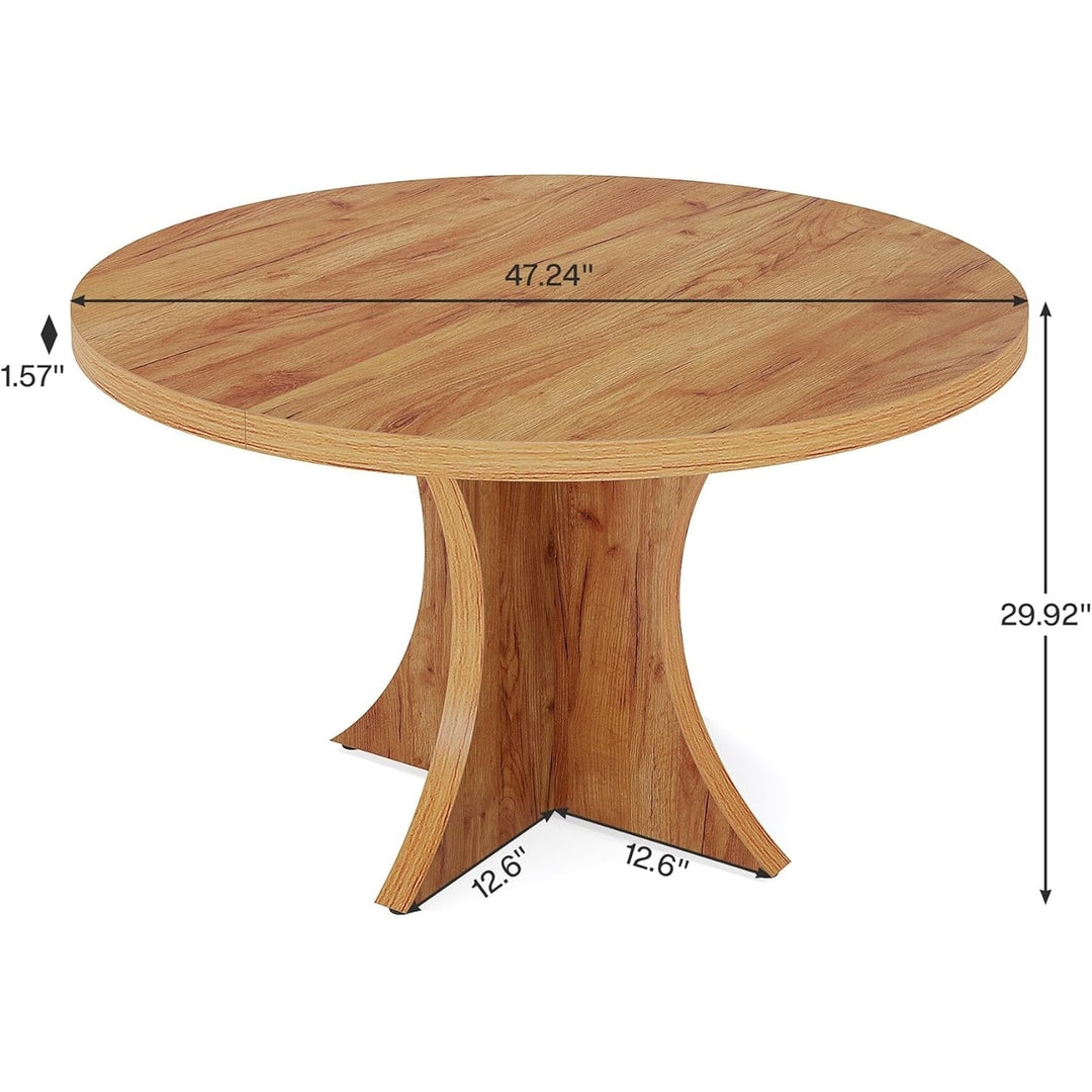 Tribesigns 47 Inch Round Dining Table for 4-6 Wood Pedestal Base Kitchen Table Image 6