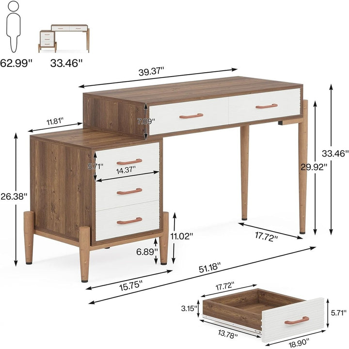 Tribesigns Computer Desk with 5 Drawers Reversible Modern Office Furniture Image 6