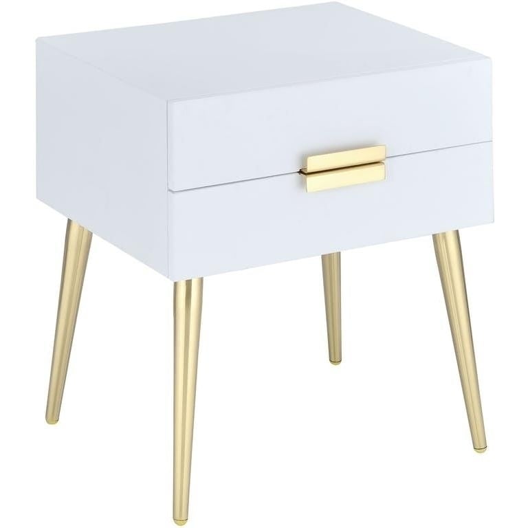 24" Black and Gold End Table With Two Drawers Image 1