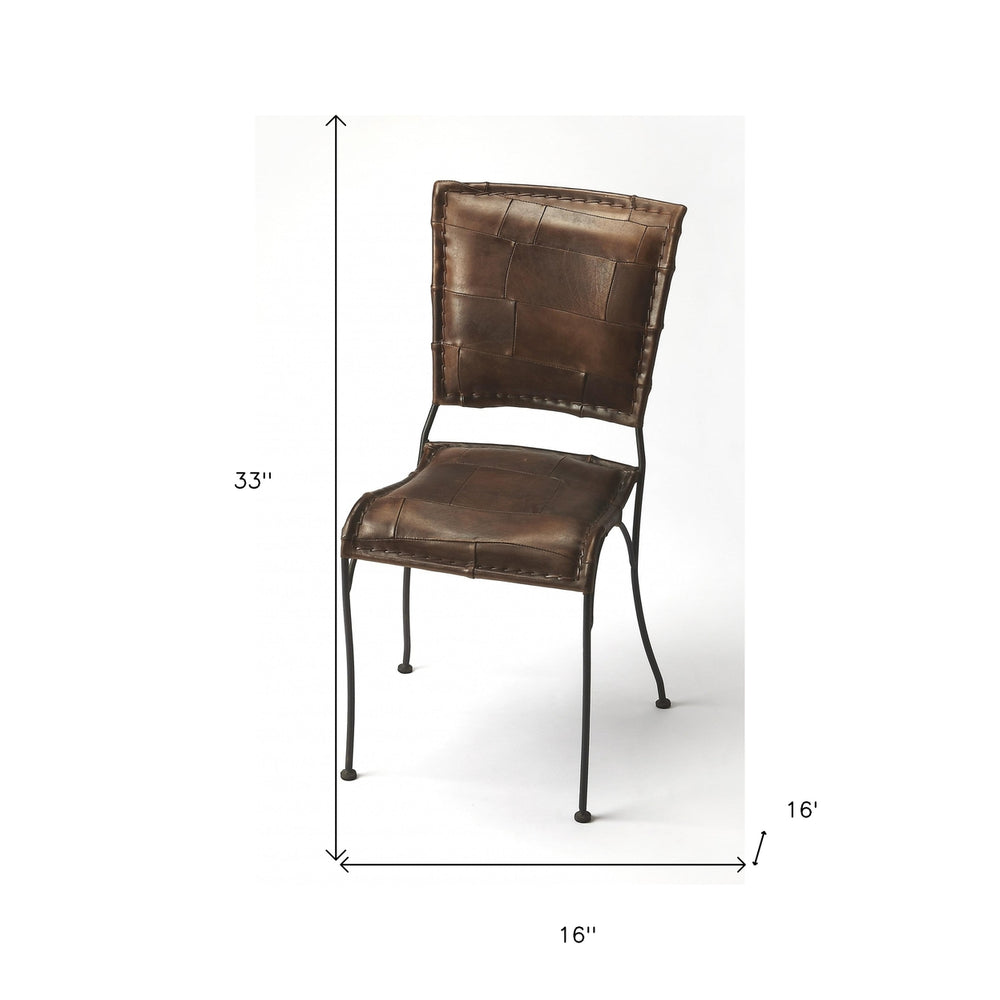 16" Brown Faux Leather Side Chair Image 2