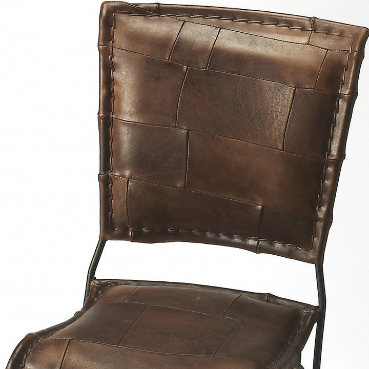 16" Brown Faux Leather Side Chair Image 4