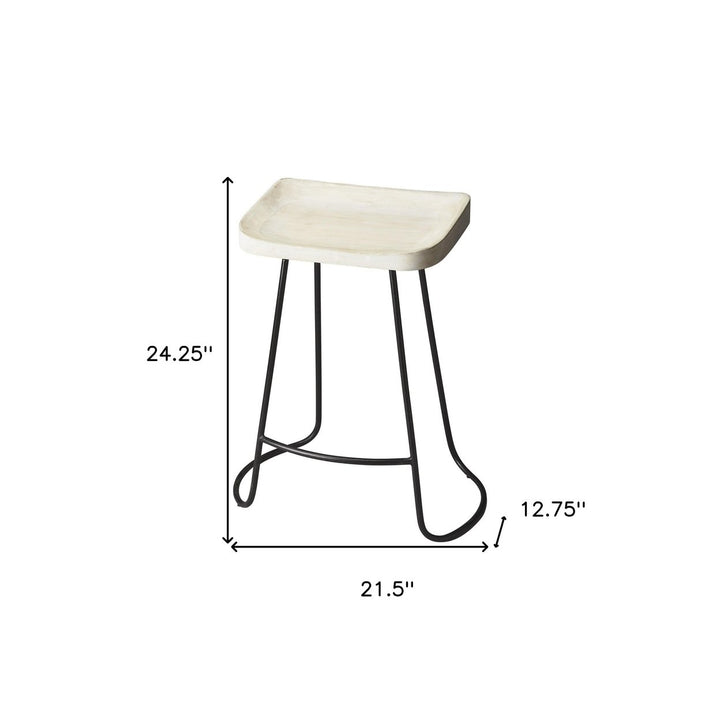 21" Off White And Black Manufactured Wood And Iron Backless Counter Height Bar Chair Image 6