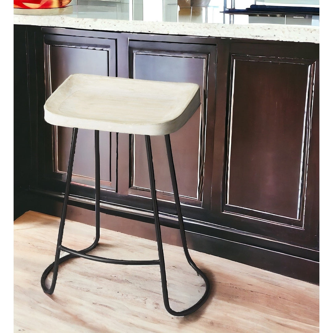 21" Off White And Black Manufactured Wood And Iron Backless Counter Height Bar Chair Image 9