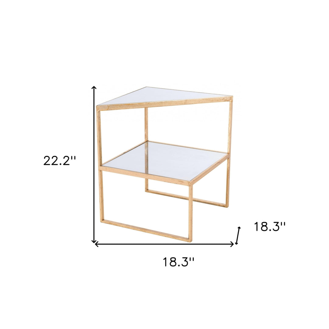 22" Gold And Clear Glass Mirrored End Table Image 4