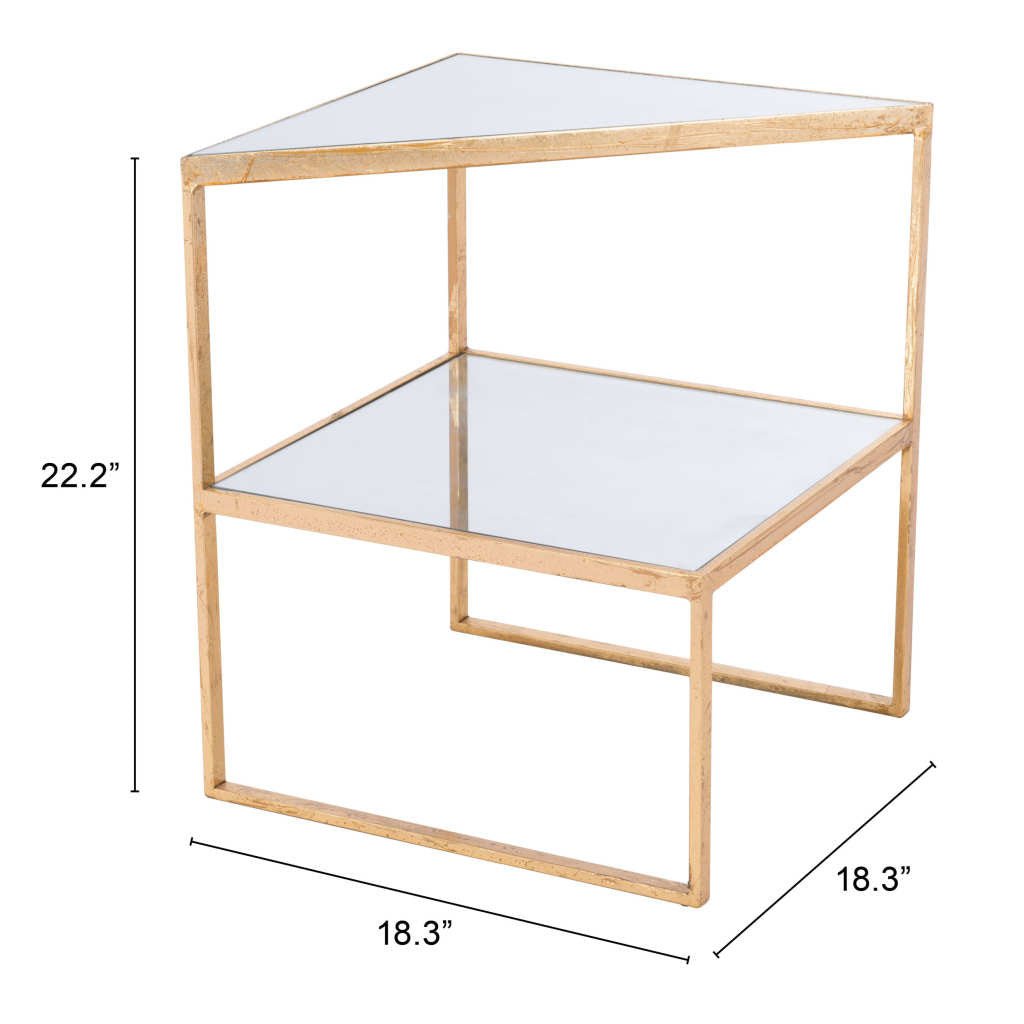 22" Gold And Clear Glass Mirrored End Table Image 8