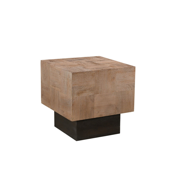 22" Black And Brown Solid Wood Square End Table Image 1