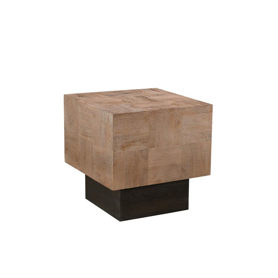 22" Black And Brown Solid Wood Square End Table Image 1