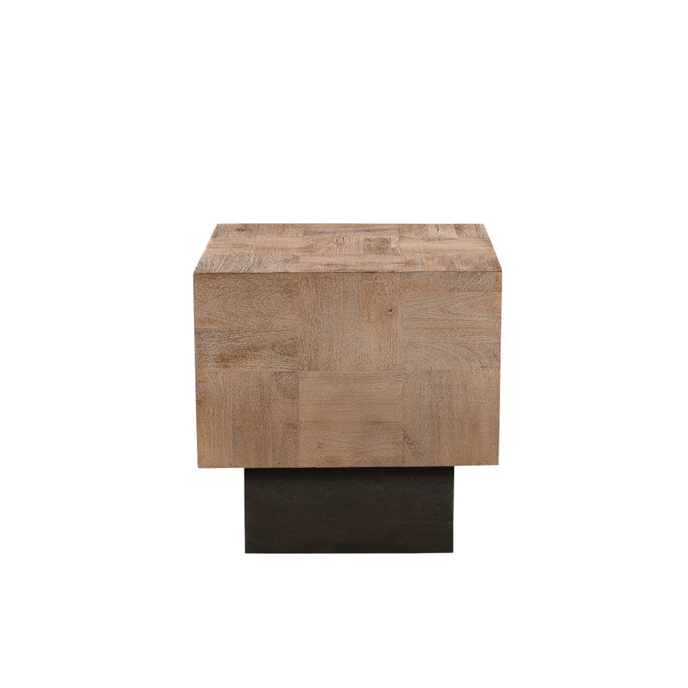 22" Black And Brown Solid Wood Square End Table Image 2