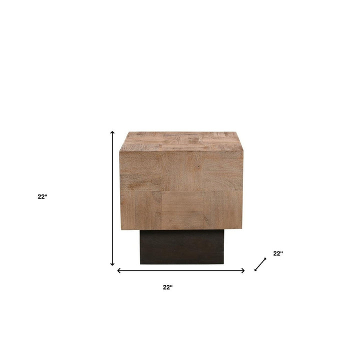 22" Black And Brown Solid Wood Square End Table Image 6