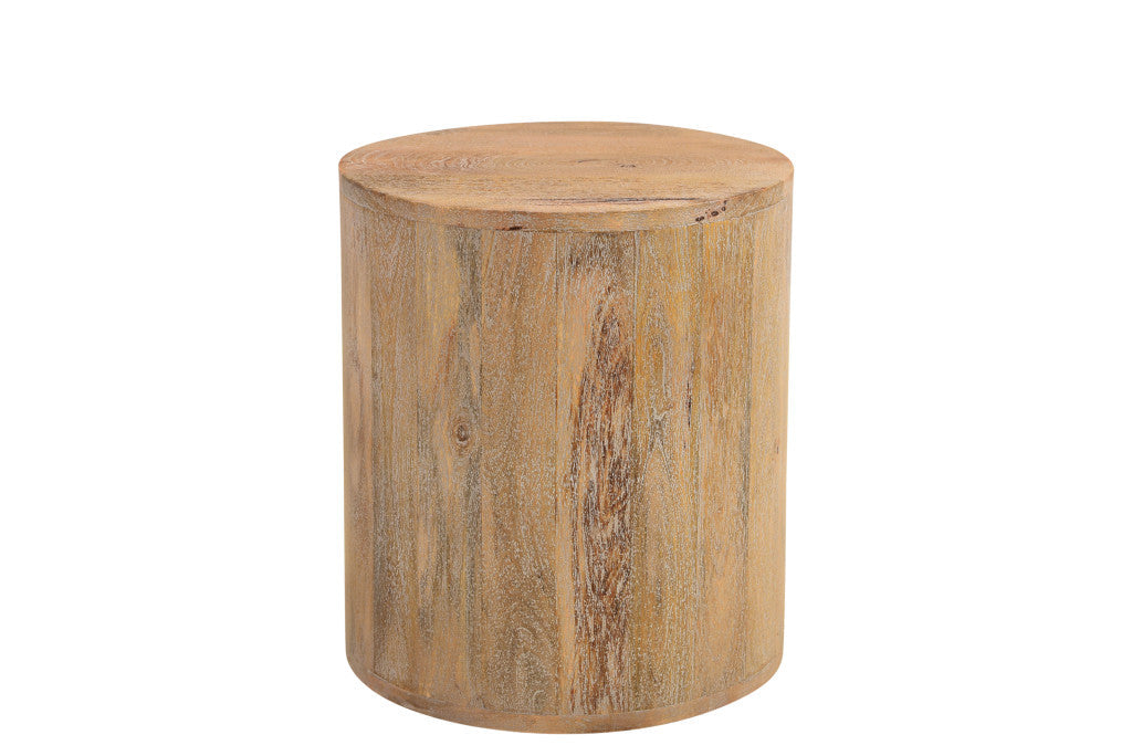 18" Natural And Brown Wood Solid Wood Round End Table Image 1