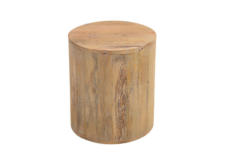 18" Natural And Brown Wood Solid Wood Round End Table Image 2