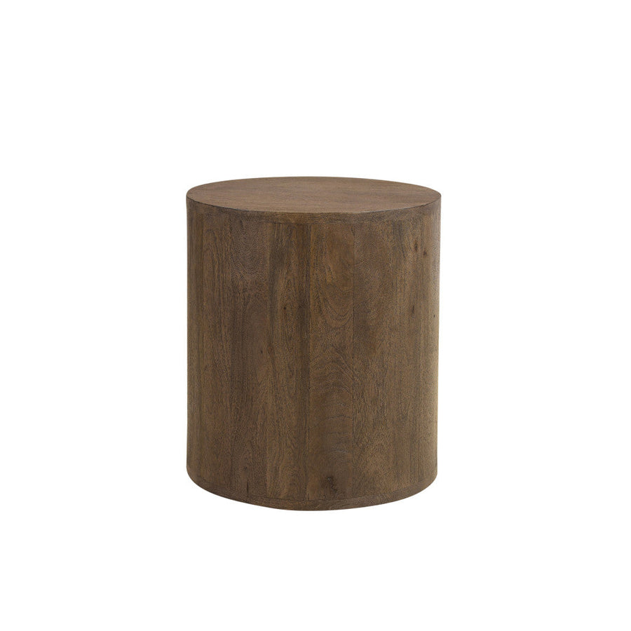 18" Wood Brown And Brown Wood Solid Wood Round End Table Image 1