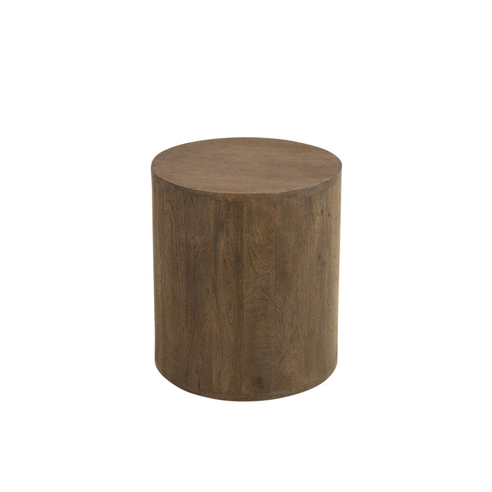 18" Wood Brown And Brown Wood Solid Wood Round End Table Image 2