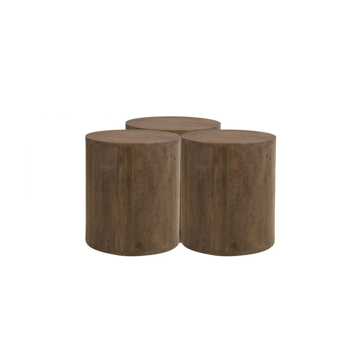 18" Wood Brown And Brown Wood Solid Wood Round End Table Image 6