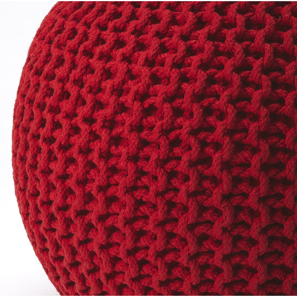 19" Red Round Pouf Ottoman Image 2