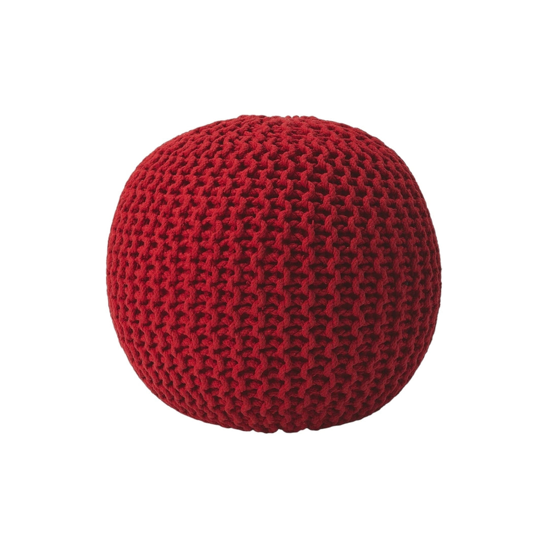 19" Red Round Pouf Ottoman Image 3