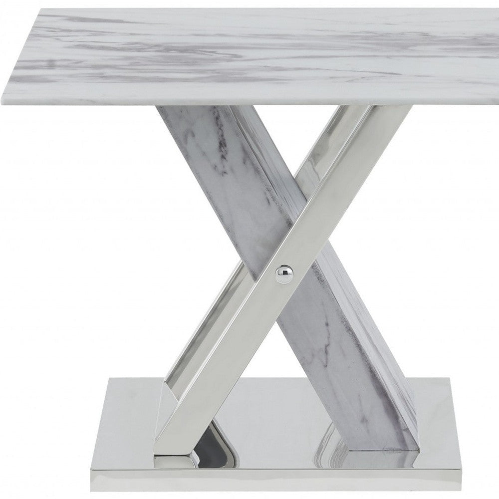 18" Silver And White Solid and Manufactured Wood Square End Table Image 5