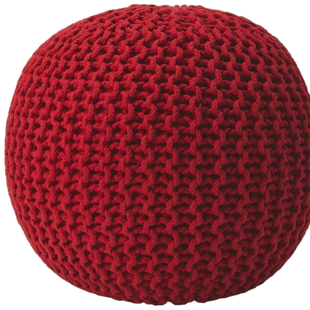 19" Red Round Pouf Ottoman Image 6