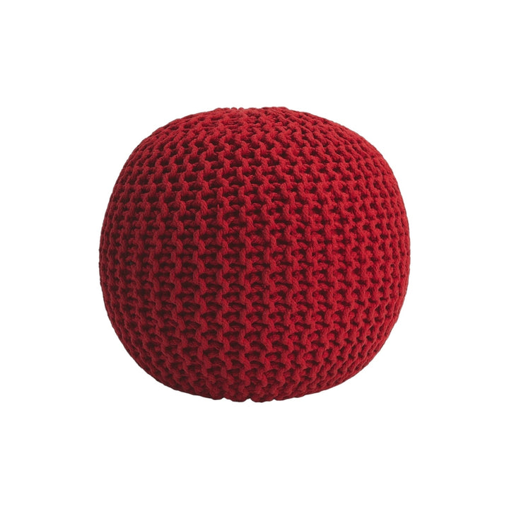 19" Red Round Pouf Ottoman Image 7