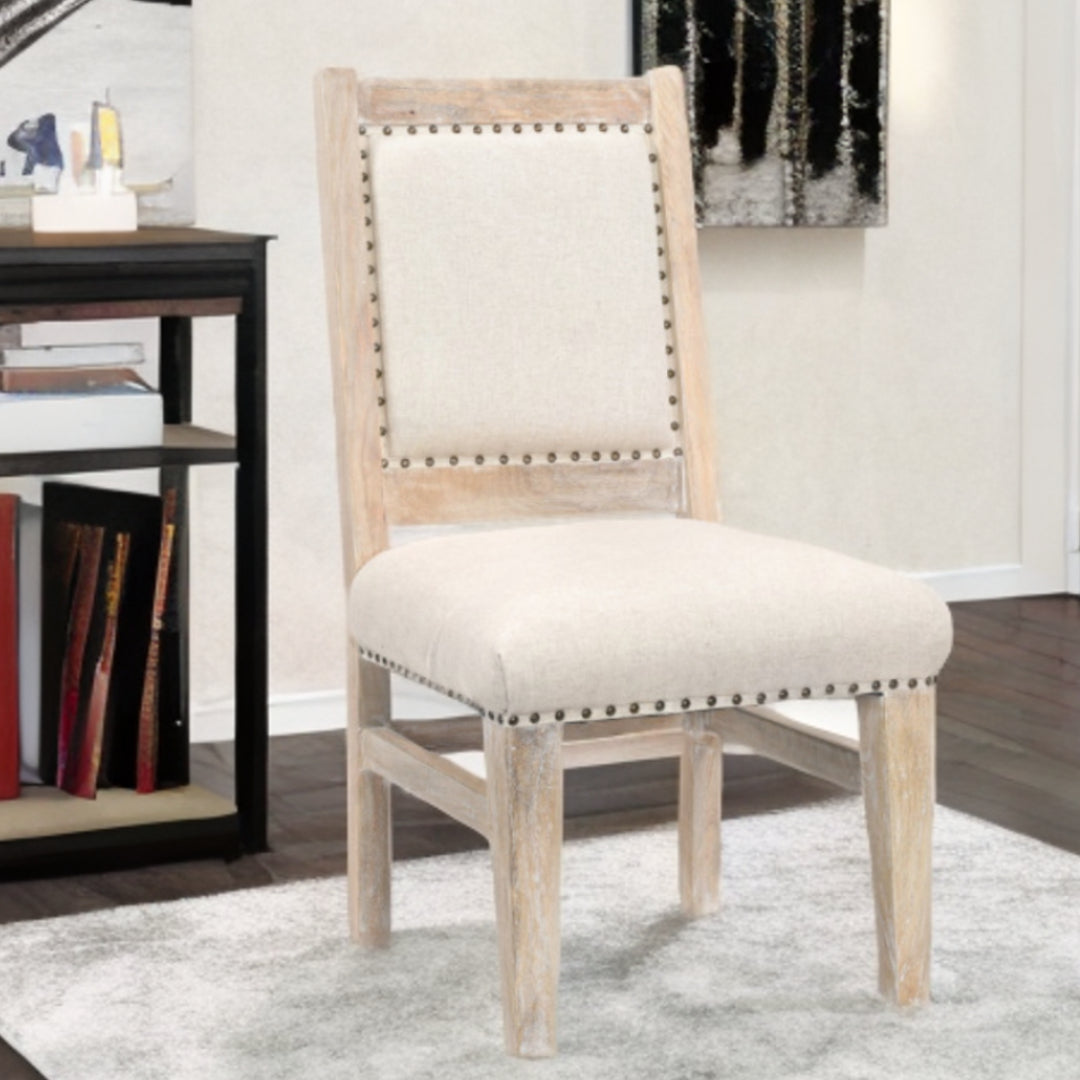 20" Beige Fabric Side Chair Image 5