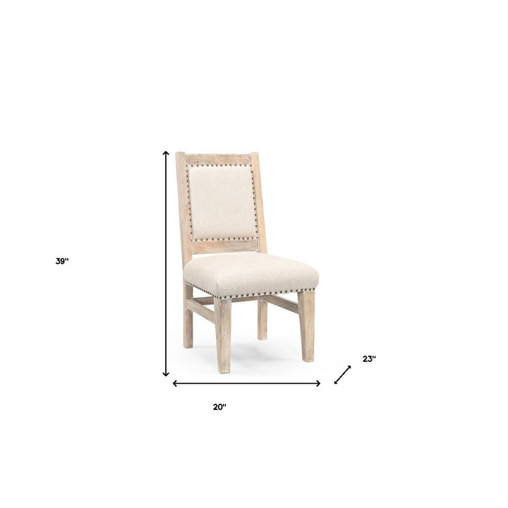 20" Beige Fabric Side Chair Image 6