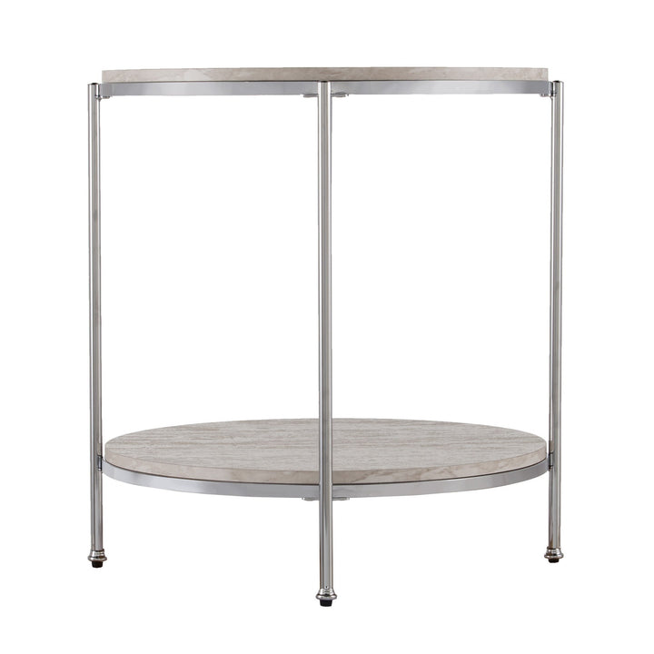 24" Chrome Manufactured Wood And Iron Rectangular End Table With Shelf Image 4