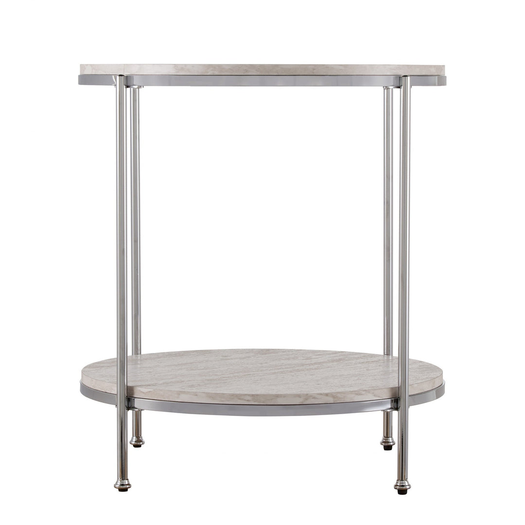 24" Chrome Manufactured Wood And Iron Rectangular End Table With Shelf Image 6