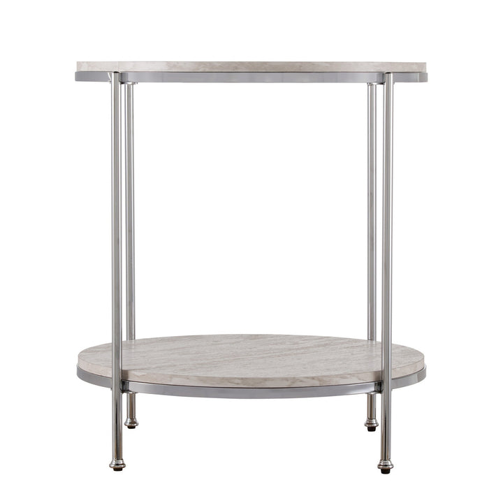 24" Chrome Manufactured Wood And Iron Rectangular End Table With Shelf Image 6