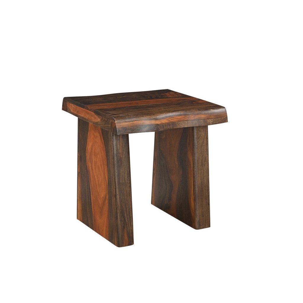 23" Dark Brown And Brown Wood Solid Wood Square End Table Image 1