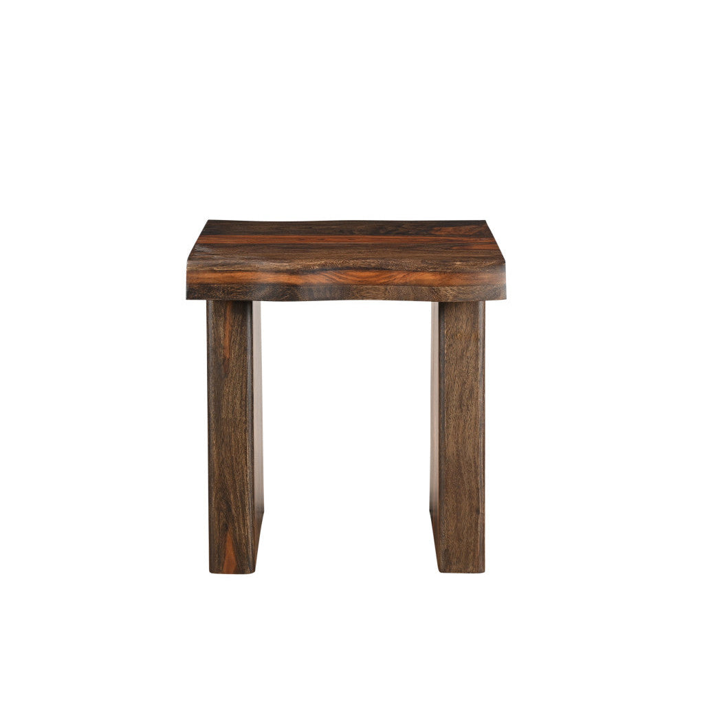 23" Dark Brown And Brown Wood Solid Wood Square End Table Image 2