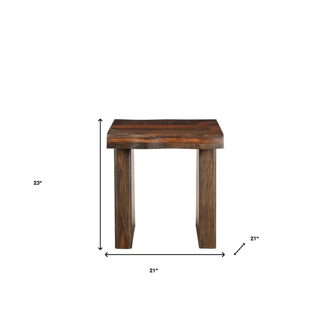 23" Dark Brown And Brown Wood Solid Wood Square End Table Image 5