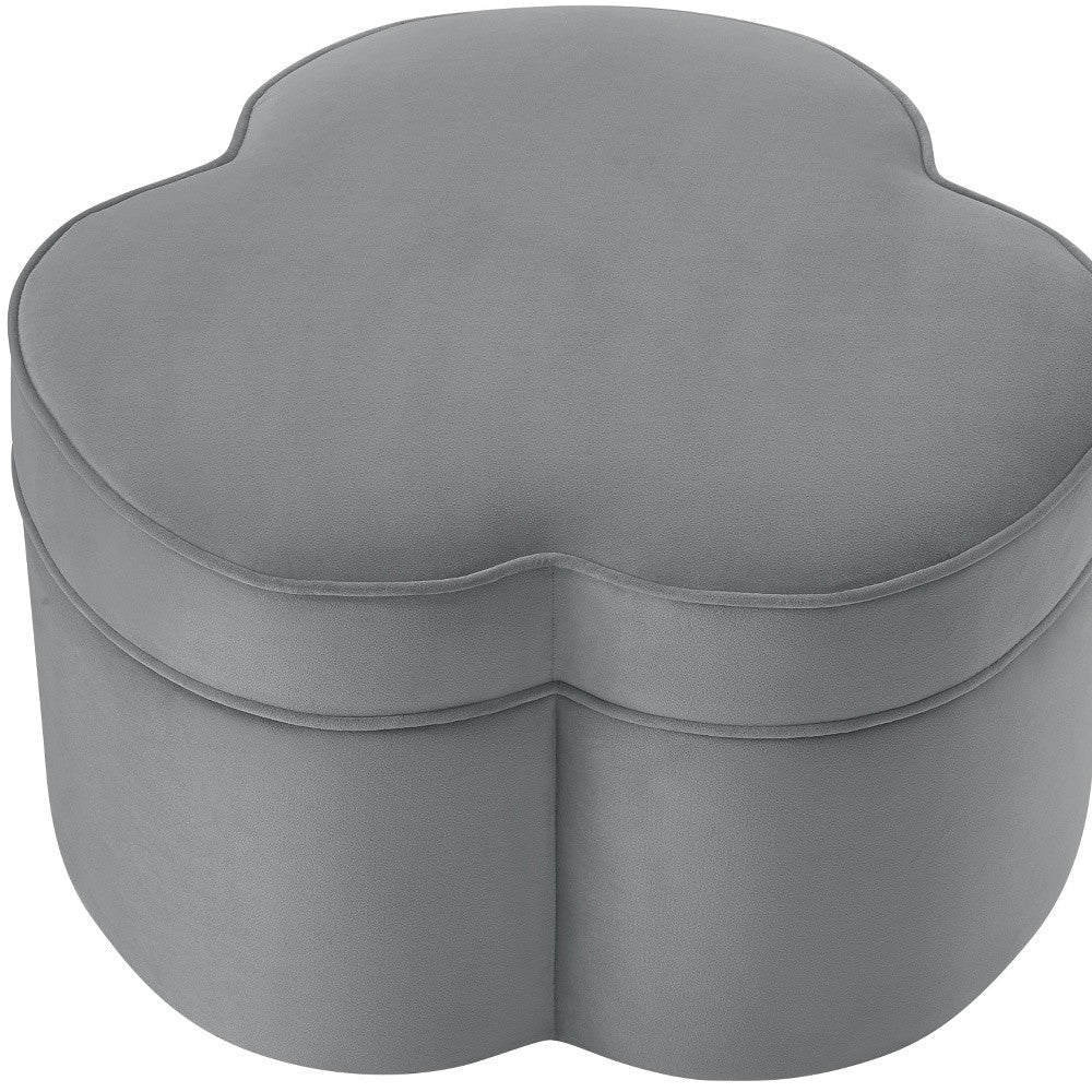 28" Gray Velvet Specialty Cocktail Ottoman Image 3