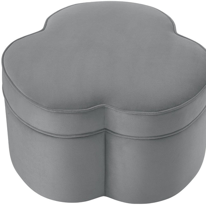 28" Gray Velvet Specialty Cocktail Ottoman Image 1