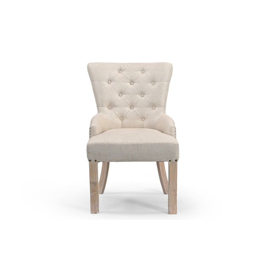 24" Beige Fabric Tufted Arm Chair Image 1