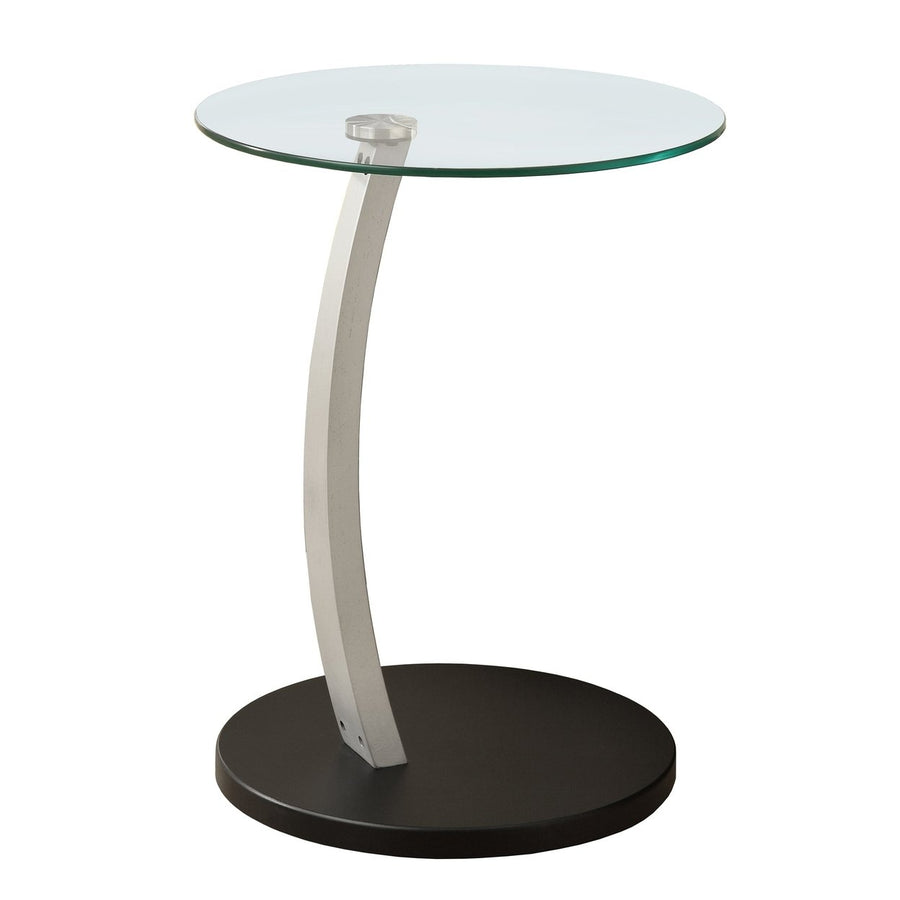 24" Black And Clear Glass Round End Table Image 1