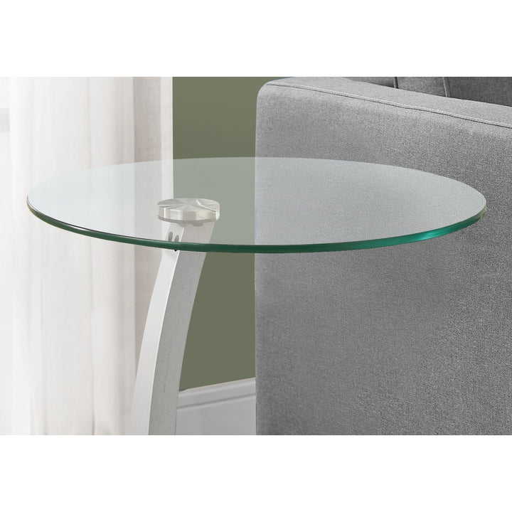 24" Black And Clear Glass Round End Table Image 2