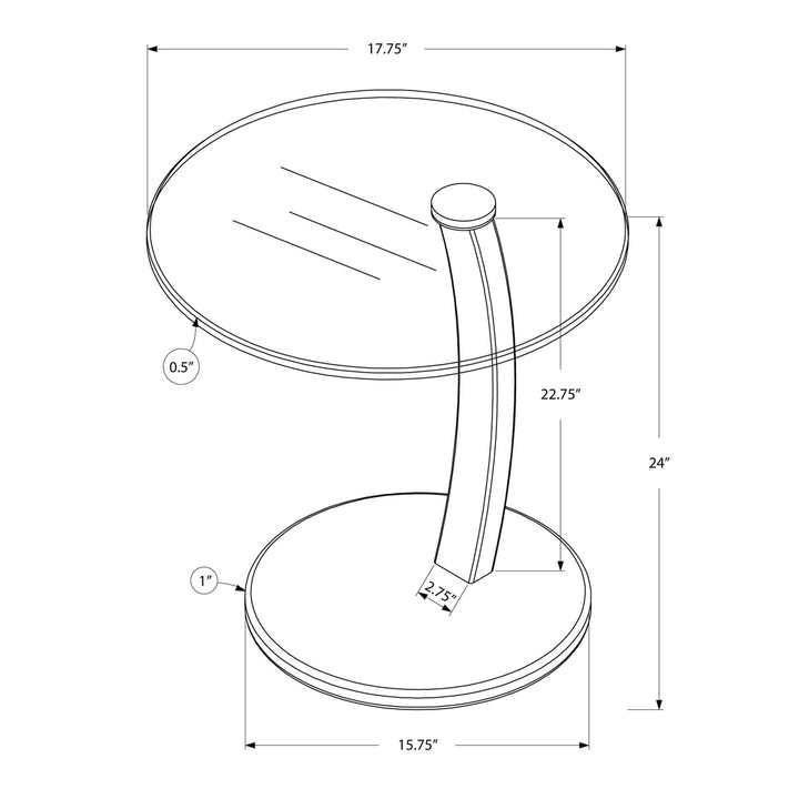 24" Black And Clear Glass Round End Table Image 3