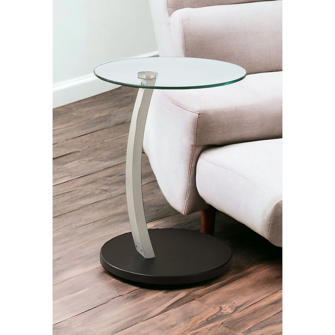 24" Black And Clear Glass Round End Table Image 4