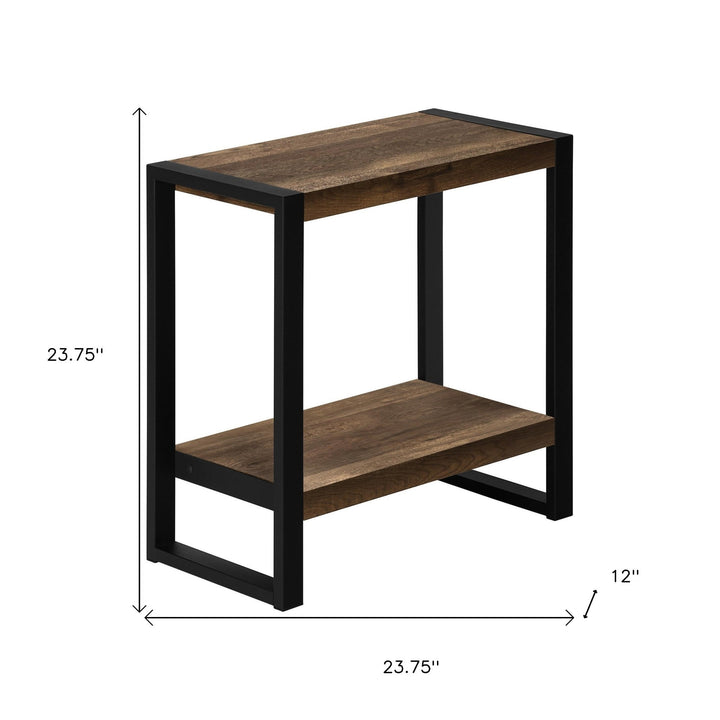 24" Black And Brown End Table With Shelf Image 9