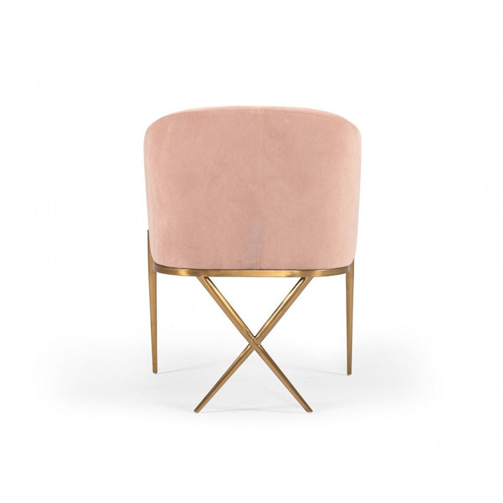 25" Pink Velvet And Gold Solid Color Arm Chair Image 3