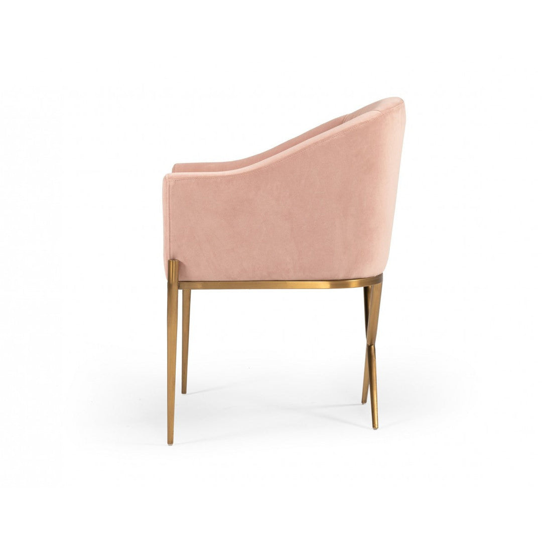 25" Pink Velvet And Gold Solid Color Arm Chair Image 5