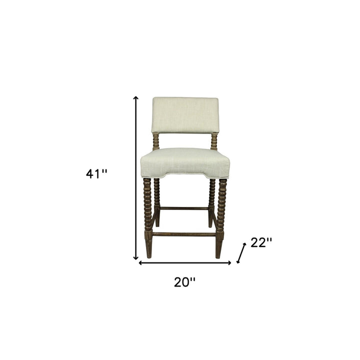 26 " Off White And Brown Solid and Manufactured Wood Counter Height Bar Chair Image 7