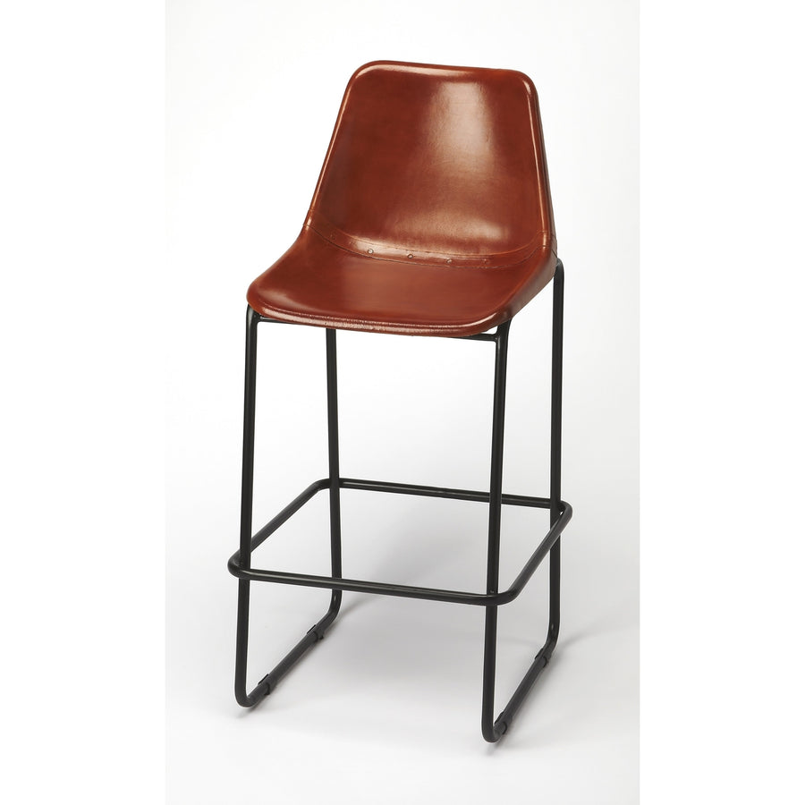 28" Brown And Black Iron Bar Chair Image 1