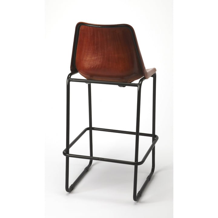 28" Brown And Black Iron Bar Chair Image 2