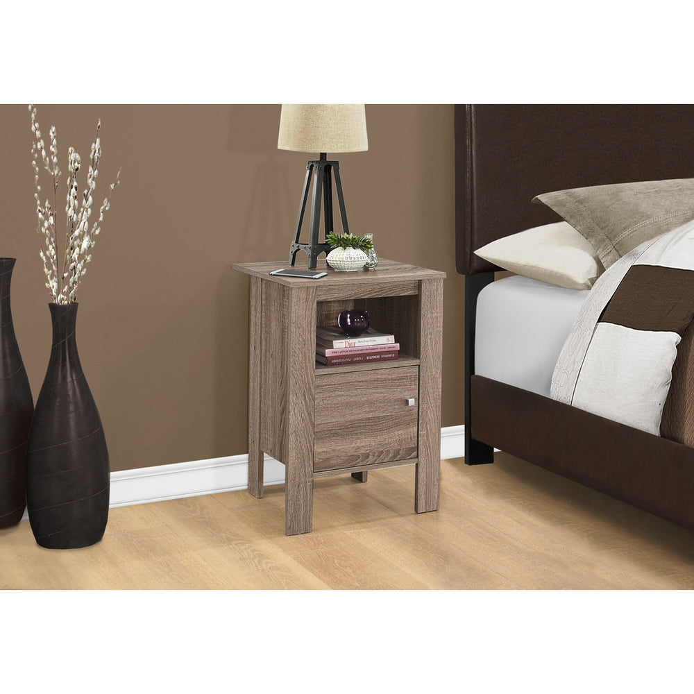 24" Deep Taupe End Table With Shelf Image 2