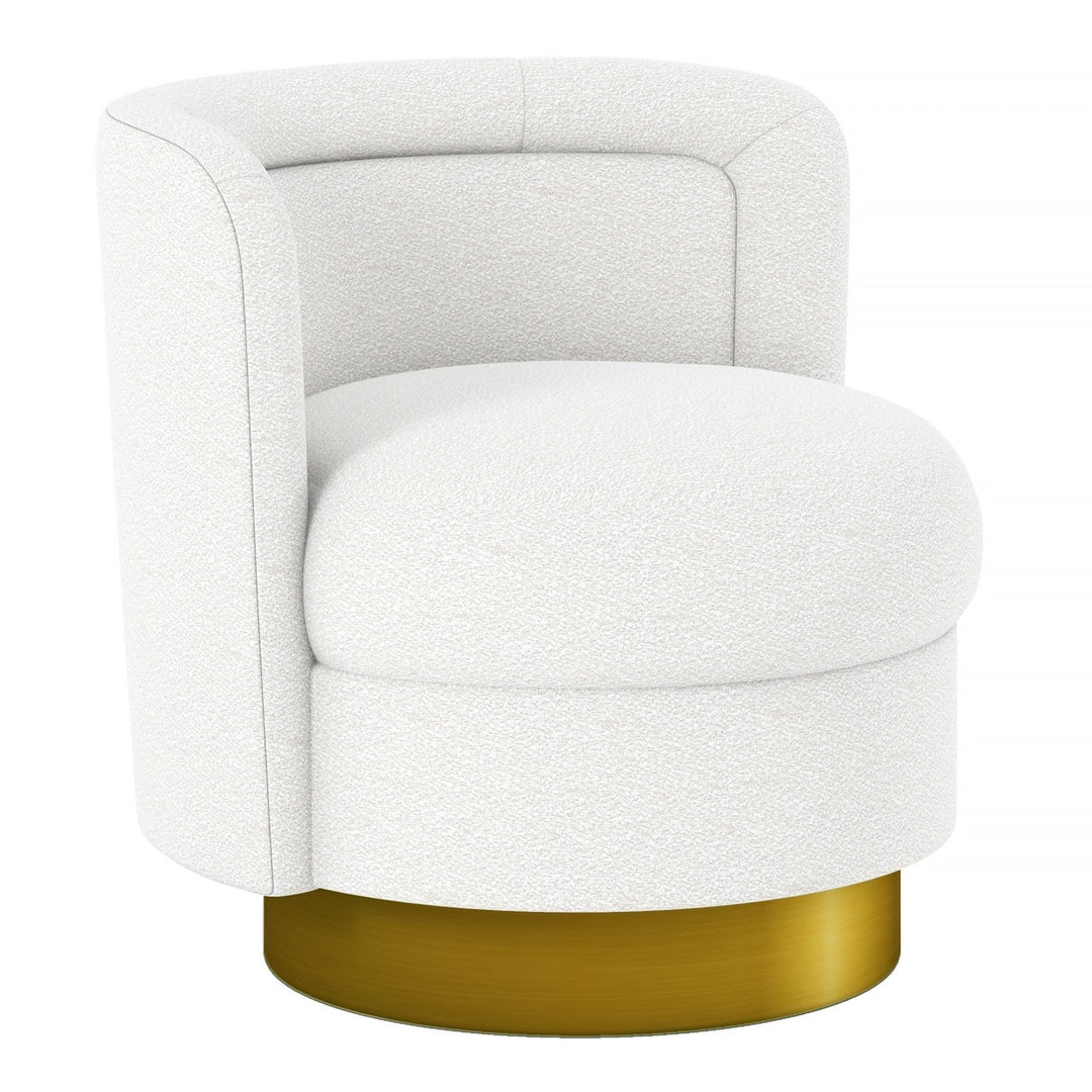 28" White And Gold Boucle Swivel Slipper Chair Image 2