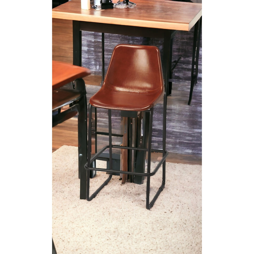 28" Brown And Black Iron Bar Chair Image 9