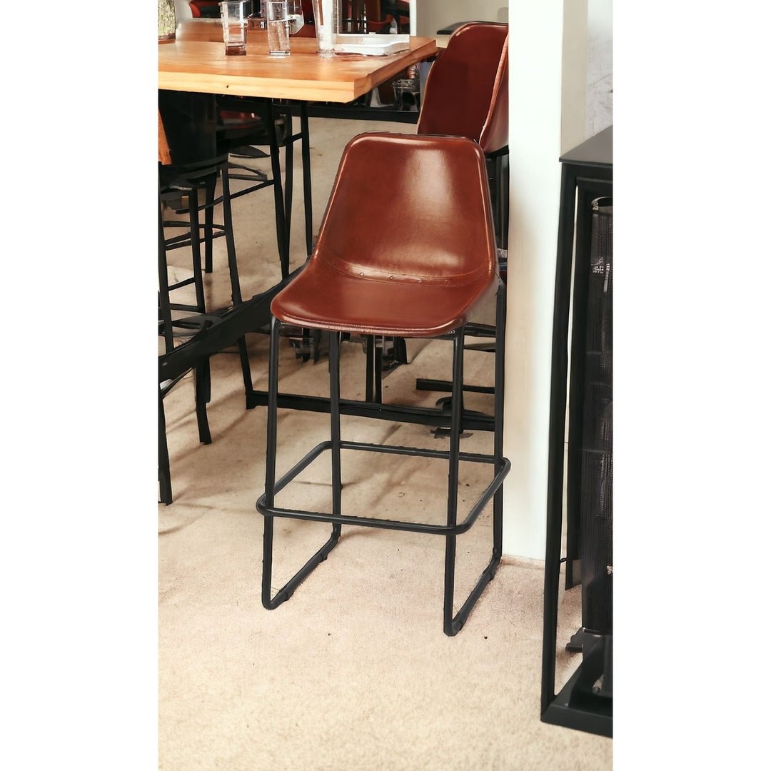 28" Brown And Black Iron Bar Chair Image 10