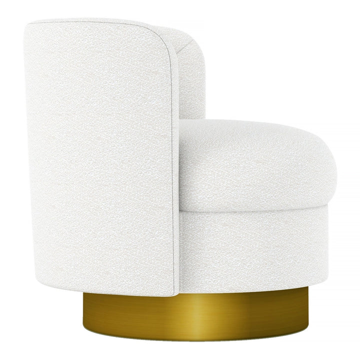 28" White And Gold Boucle Swivel Slipper Chair Image 3