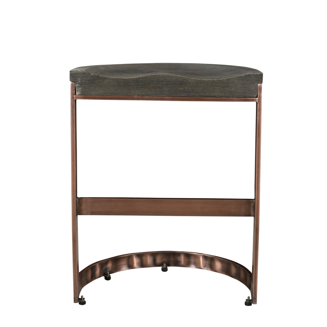 26" Gray And Copper Iron Backless Counter Height Bar Chair Image 2